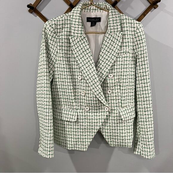 Rachel Zoe Green Tweet Double Breasted Blazer Size Large - Picture 1 of 7